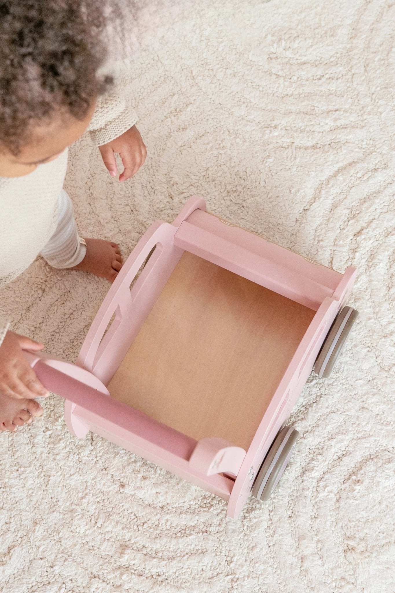 Pink Wooden Walker Car