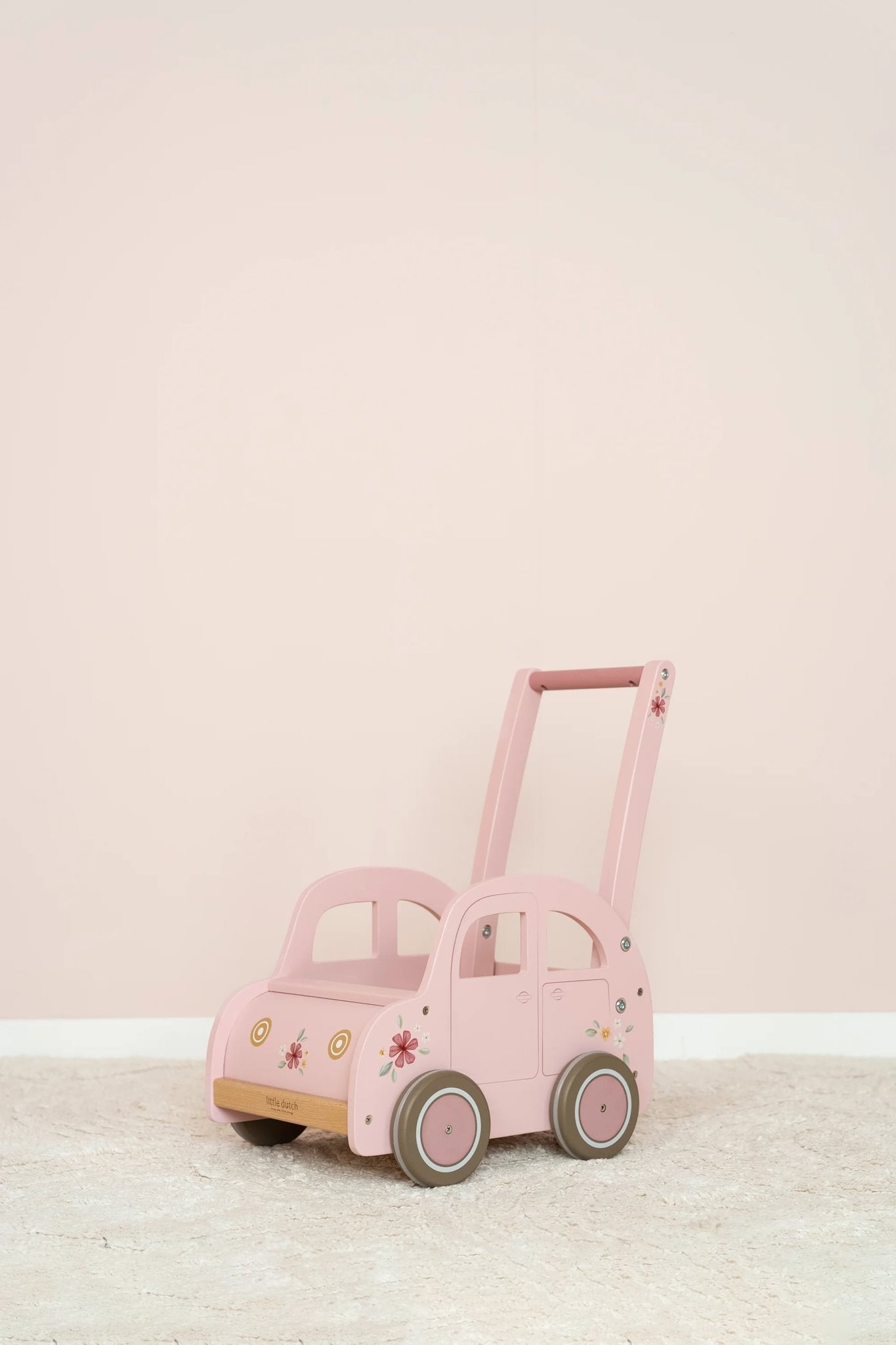 Pink Wooden Walker Car
